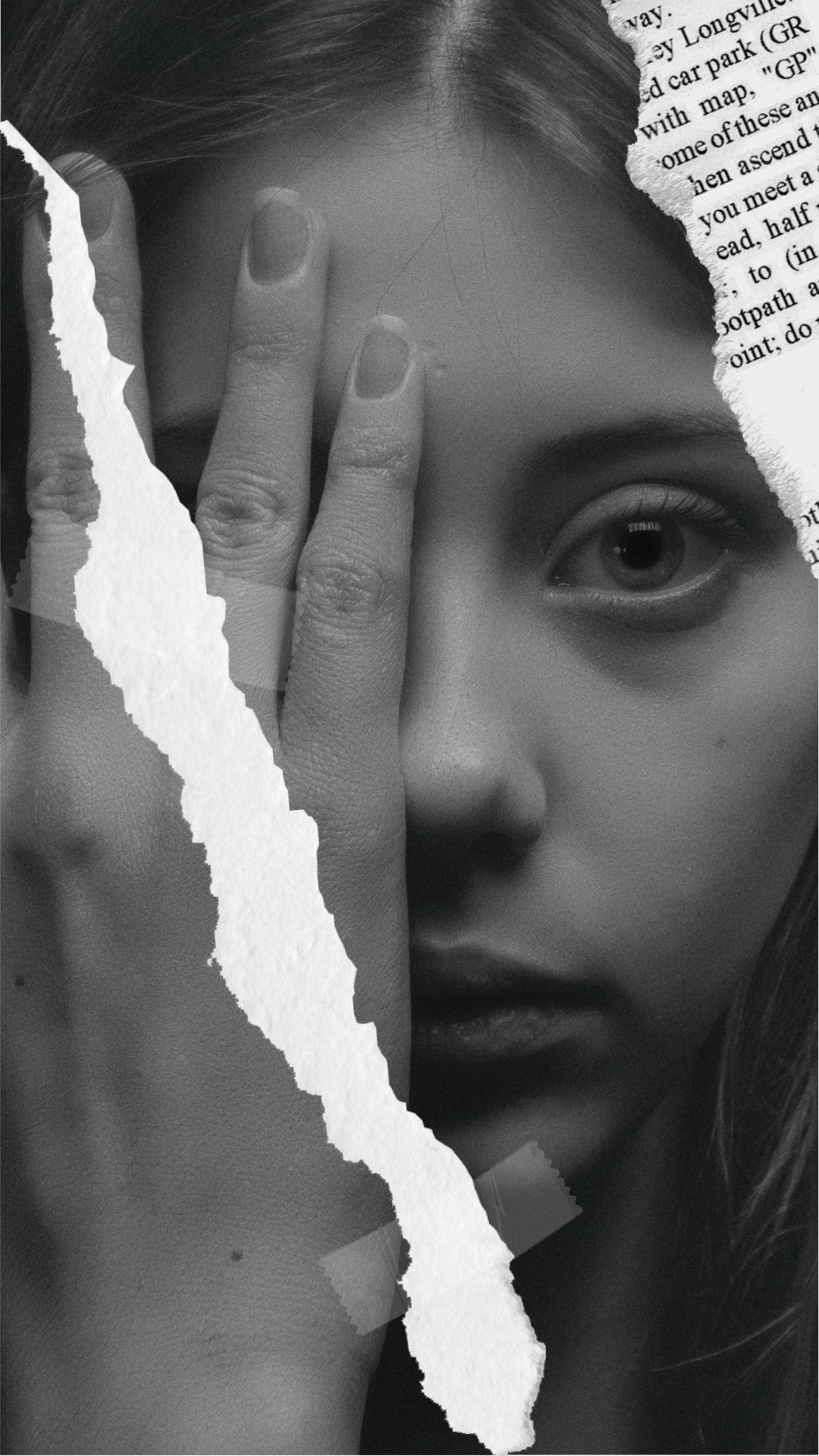 Black White Torn Photo Collage Instagram Story